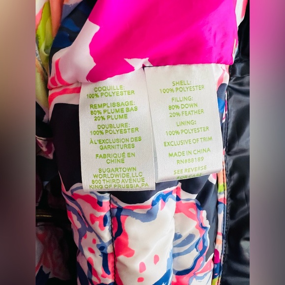 Lilly Pulitzer True Navy quilted vest with printed inside size XL - Picture 4 of 6